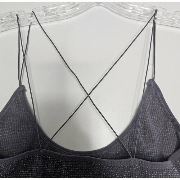 3 X 25 Out From Under Grey Sparkle Crop Top Ribbed Spaghetti Straps Large - Picture 4 of 6